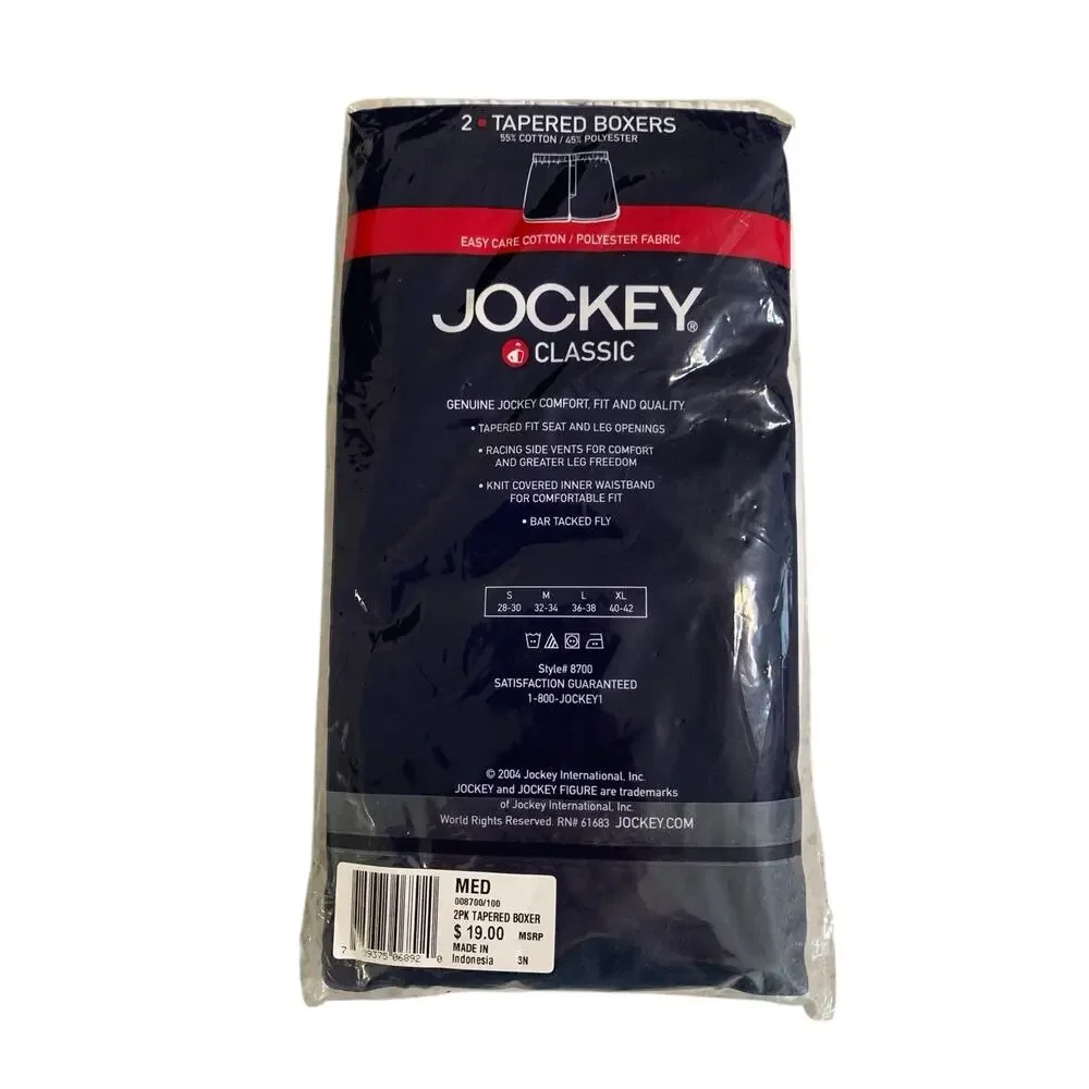 Vintage‎ 2000 Jockey Classic Tapered Boxers Size M White RN 61683 New In Pack